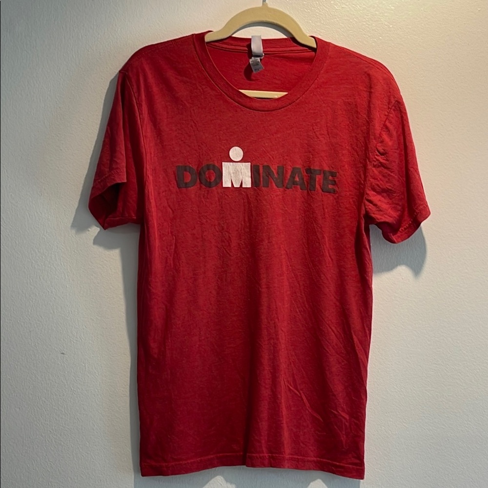 Ironman Triathlon Dominate Bold Black and Red Short Sleeve Tee Size Small